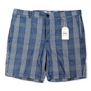 BEN SHERMAN Men's Essex Blue Plaid Chino 100% Cotton Shorts Sz 36